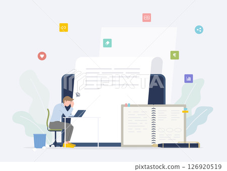 Marketers who are struggling to write content for their blogs and social media accounts due to lack of ideas Marketers who are struggling to write content for their blogs and social media accounts due to lack of ideas 126920519