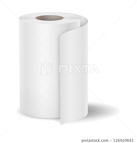 Realistic Toilet Paper Roll on White Background Realistic Toilet Paper Roll on White Background 126920691