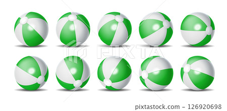 Illustration of Ten Green and White Beach Balls Illustration of Ten Green and White Beach Balls 126920698