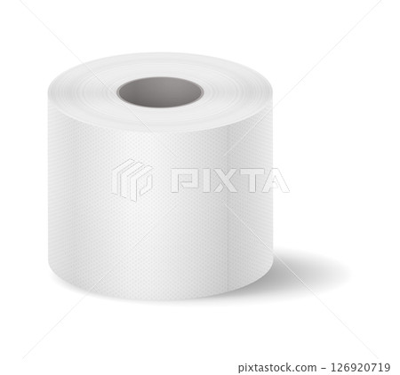 White Toilet Paper Roll on Plain Background 126920719