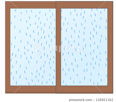 透過窗戶的雨的插圖 126921162