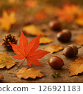 秋葉和堅果的自然背景 126921183