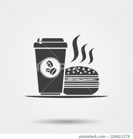Coffee cup and burger vector icon Coffee cup and burger vector icon 126921278