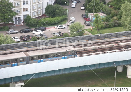 View of the Yuzhnoye Butovo landscape park and the surface metro in the Yuzhnoye Butovo district 126921293