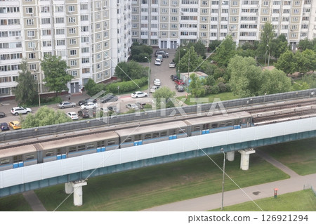 View of the Yuzhnoye Butovo landscape park and the surface metro in the Yuzhnoye Butovo district 126921294