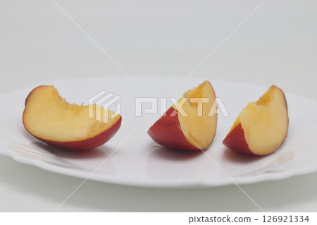 Peach. Fresh organic peach isolated on white background. Peach collection. 126921334