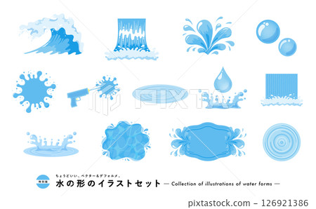 Water icon illustration set_waves, fountains, water surfaces, water drops, water splashes, etc. 126921386