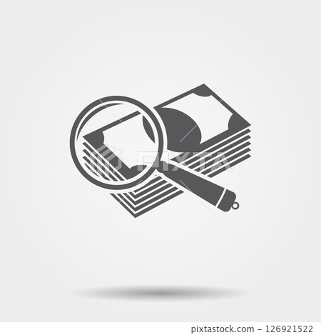 Money under a magnifying glass icon 126921522