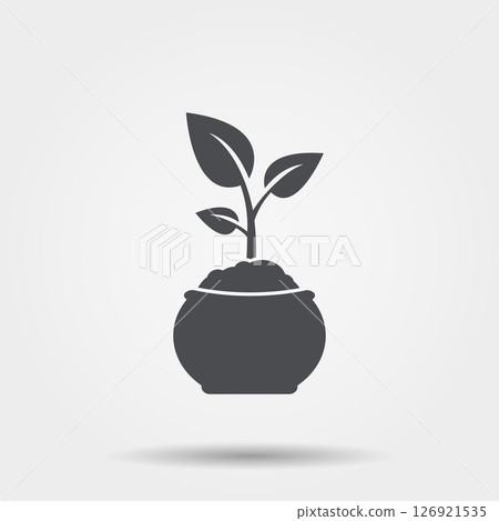 Sprout in flowerpot vector icon Sprout in flowerpot vector icon 126921535