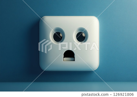 Funny white socket on wall background 126921806
