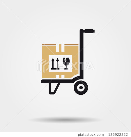 Hand truck with cardboard box icon 126922222