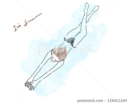 穿著泳衣游泳的女人 穿著泳衣游泳的女人 126922284