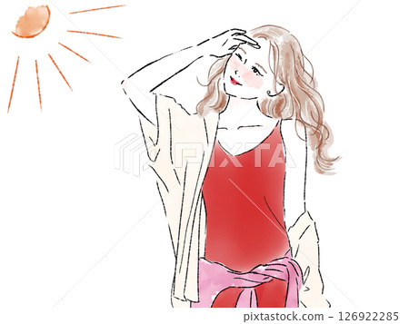 被陽光照得眼花撩亂的女子 126922285