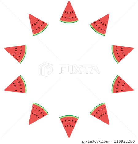 Illustration of a triangular watermelon circular frame 126922290