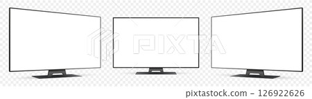 Realistic tv mockup. Blank television screen isolated on transparent background 126922626