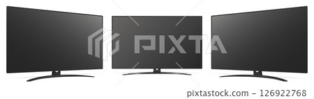 Realistic tv screen. TV mockup from angled views. Blank television template. Realistic tv screen. TV mockup from angled views. Blank television template. 126922768