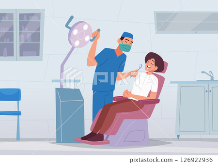 Dentist working. medical special procedure cabinet Dentist working. medical special procedure cabinet 126922936