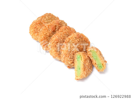 Croquettes with edamame beans [white background, cutout] 126922988