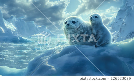 Mother and baby seals 126923089