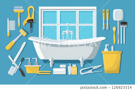 浴室與水相關區域的維護工具套裝 126923314