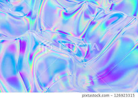 Abstract geometric crystal background, iridescent texture, liquid. 3d render. 126923315