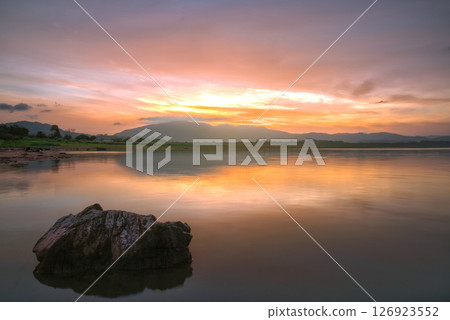 Reservoir at twilight 126923552