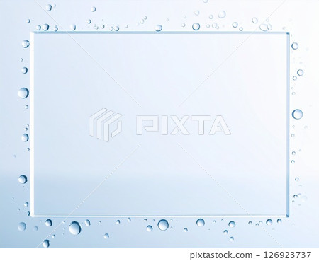 Frame background surrounded by transparent water droplets 126923737