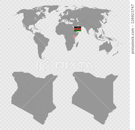 Kenya Counties Map Set with World Location. 126923747