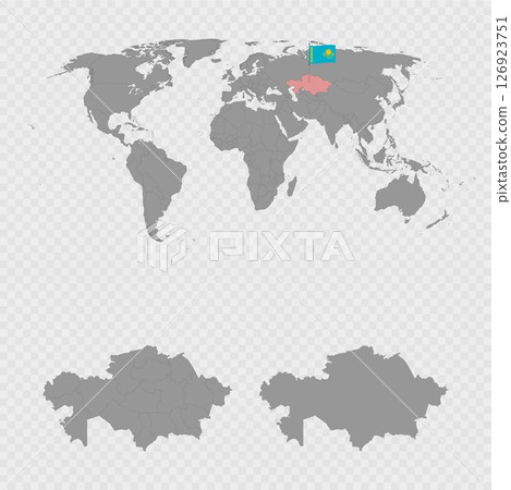 Kazakhstan Map Set with World Location. 126923751