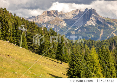 Dolomites Alpe di Siusi, Italy Al sole chair lift 126923848