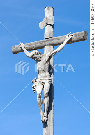 Italy, statue of Jesus Christ, Seceda Italy, statue of Jesus Christ, Seceda 126923850