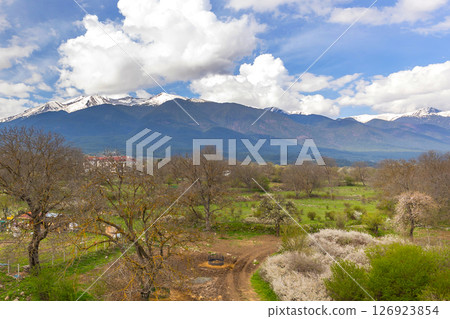 Bansko, Bulgaria spring, Pirin sunset panorama 126923854