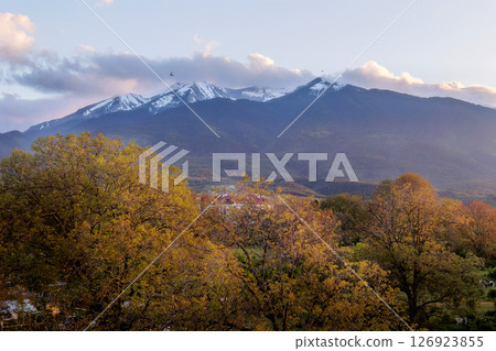 Bansko, Bulgaria spring, Pirin sunset panorama 126923855
