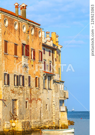 Rovinj, Croatia old town, coastline houses 126923863
