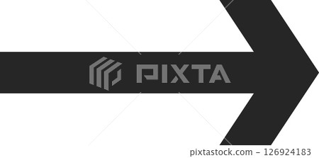 Black arrow pointing right against a white background, representing direction and movement. Symbolizing progress and forward motion, this simple graphic element conveys guidance and choice 126924183