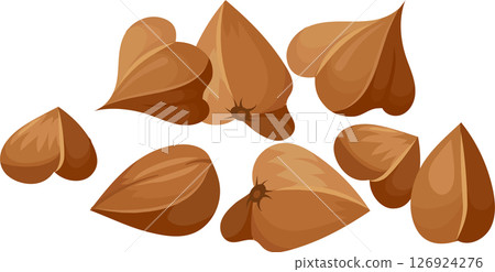 Buckwheat groats cascading against a clean white background, highlighting the essence of healthy eating and the use of wholesome, nutritious ingredients in various diets Buckwheat groats cascading against a clean white background, highlighting the essence of healthy eating and the use of wholesome, nutritious ingredients in various diets 126924276