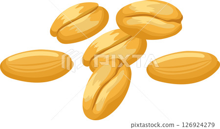 Oat grains falling and rotating on a white background, creating a dynamic and appetizing visual suitable for food and beverage marketing campaigns Oat grains falling and rotating on a white background, creating a dynamic and appetizing visual suitable for food and beverage marketing campaigns 126924279