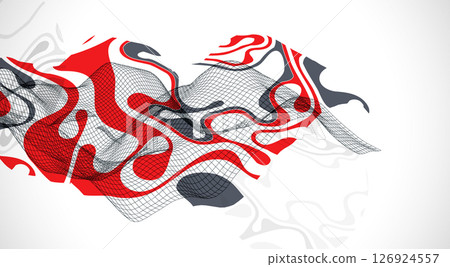The abstract wave is made in a frame style. Template for science and technology presentation. Vector art. The abstract wave is made in a frame style. Template for science and technology presentation. Vector art. 126924557
