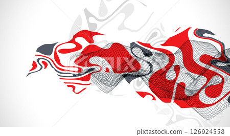The abstract wave is made in a frame style. Template for science and technology presentation. Vector art. 126924558