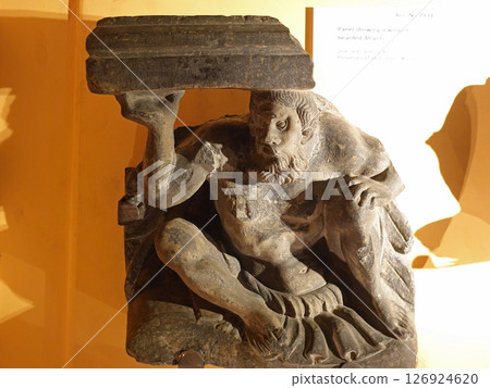 A statue of the god Atlas remains in the Gandhara ruins, which show a strong influence of Greek culture 126924620