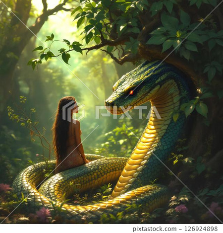 eve being deceived by the serpent 126924898