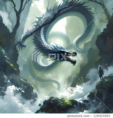 illustration of a large dragon in Chinese style 126924905