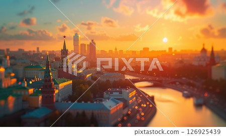 Moscow City. Modern city with houses and skyscrapers. generative ai. 126925439