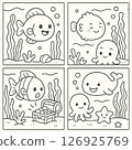 Sea creatures 4-frame cartoon 126925769