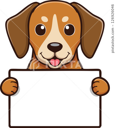 Dog holding a white notice paper illustration Dog holding a white notice paper illustration 126926046