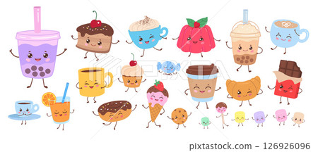 Cute sweets and drinks set 126926096