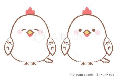 Cute chicken hand-drawn illustration set 126926395
