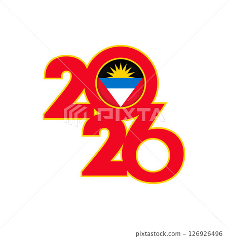 2026 banner with Antigua and Barbuda flag inside. 126926496