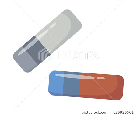 Stationery. Two erasers. Vector illustration 126926501