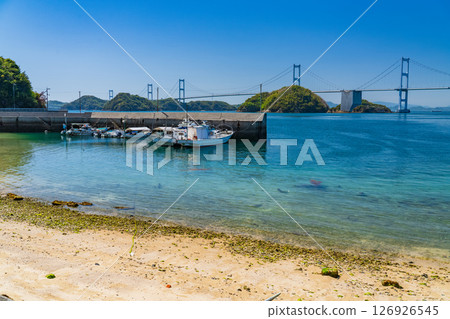 愛媛縣：眺望來島海峽大橋的海岸線 126926545